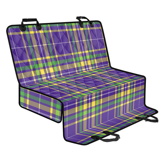 Mardi Gras Tartan Plaid Pattern Print Pet Car Back Seat Cover