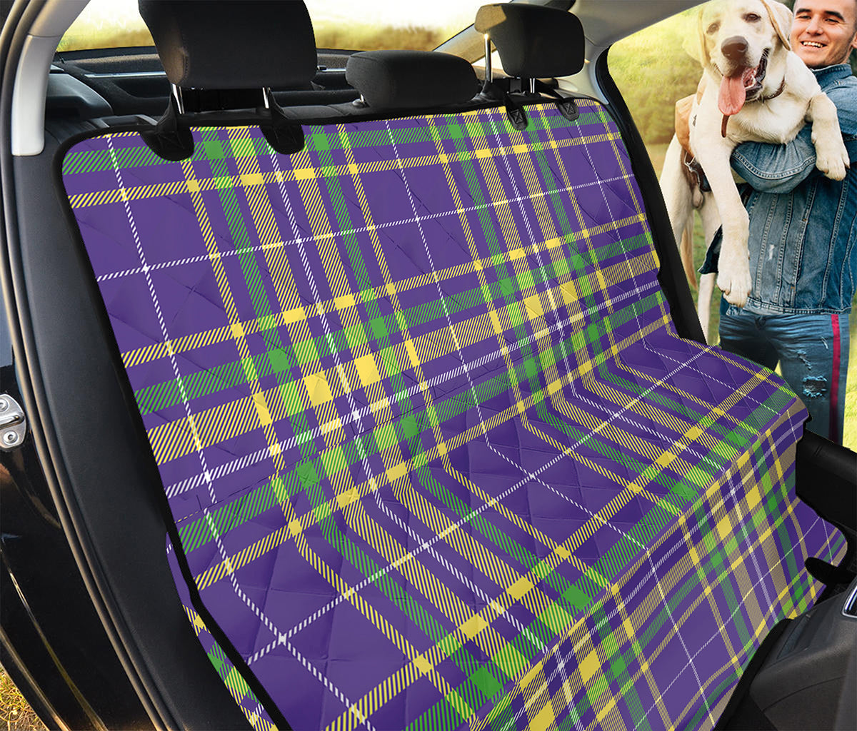Mardi Gras Tartan Plaid Pattern Print Pet Car Back Seat Cover