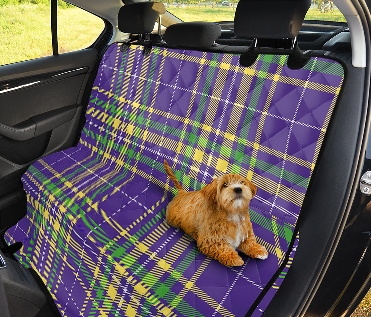 Mardi Gras Tartan Plaid Pattern Print Pet Car Back Seat Cover