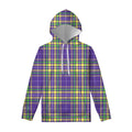 Mardi Gras Tartan Plaid Pattern Print Pullover Hoodie