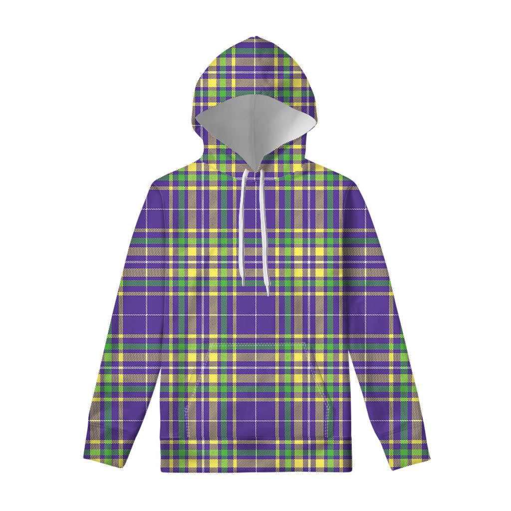 Mardi Gras Tartan Plaid Pattern Print Pullover Hoodie