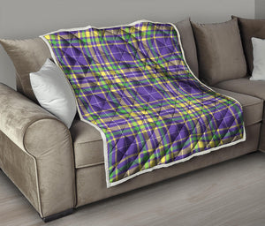 Mardi Gras Tartan Plaid Pattern Print Quilt