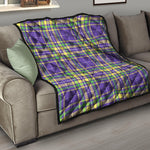 Mardi Gras Tartan Plaid Pattern Print Quilt