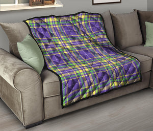 Mardi Gras Tartan Plaid Pattern Print Quilt