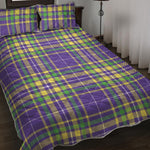 Mardi Gras Tartan Plaid Pattern Print Quilt Bed Set