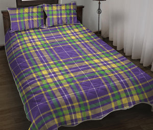 Mardi Gras Tartan Plaid Pattern Print Quilt Bed Set