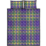 Mardi Gras Tartan Plaid Pattern Print Quilt Bed Set