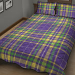 Mardi Gras Tartan Plaid Pattern Print Quilt Bed Set