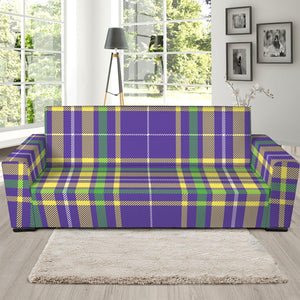 Mardi Gras Tartan Plaid Pattern Print Sofa Slipcover