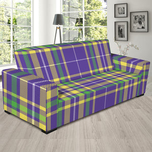 Mardi Gras Tartan Plaid Pattern Print Sofa Slipcover