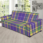 Mardi Gras Tartan Plaid Pattern Print Sofa Slipcover