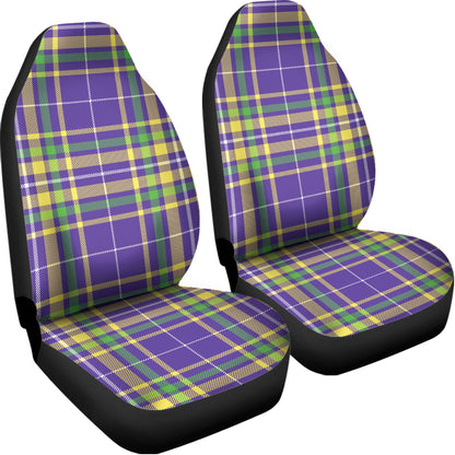Mardi Gras Tartan Plaid Pattern Print Universal Fit Car Seat Covers