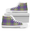 Mardi Gras Tartan Plaid Pattern Print White High Top Sneakers