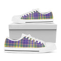 Mardi Gras Tartan Plaid Pattern Print White Low Top Sneakers