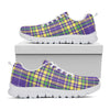 Mardi Gras Tartan Plaid Pattern Print White Sneakers