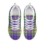 Mardi Gras Tartan Plaid Pattern Print White Sneakers