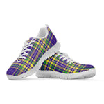 Mardi Gras Tartan Plaid Pattern Print White Sneakers