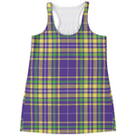Mardi Gras Tartan Plaid Pattern Print Women's Racerback Tank Top