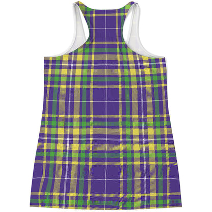 Mardi Gras Tartan Plaid Pattern Print Women's Racerback Tank Top