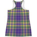 Mardi Gras Tartan Plaid Pattern Print Women's Racerback Tank Top
