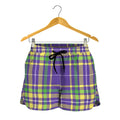Mardi Gras Tartan Plaid Pattern Print Women's Shorts
