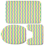 Mardi Gras Wave Pattern Print 3 Piece Bath Mat Set