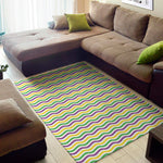 Mardi Gras Wave Pattern Print Area Rug