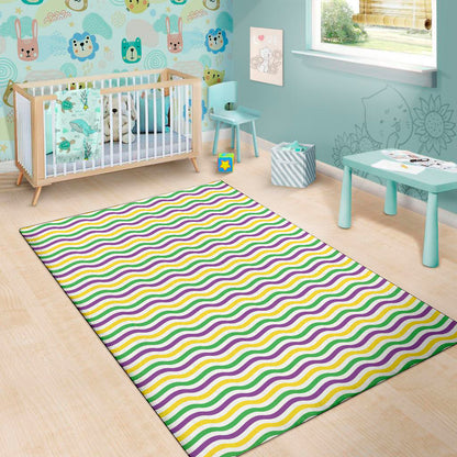 Mardi Gras Wave Pattern Print Area Rug
