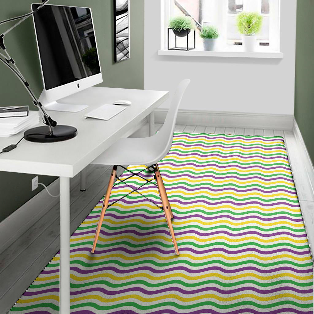 Mardi Gras Wave Pattern Print Area Rug