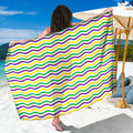 Mardi Gras Wave Pattern Print Beach Sarong Wrap