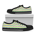 Mardi Gras Wave Pattern Print Black Low Top Sneakers