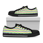 Mardi Gras Wave Pattern Print Black Low Top Shoes