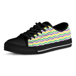 Mardi Gras Wave Pattern Print Black Low Top Shoes