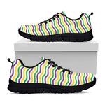 Mardi Gras Wave Pattern Print Black Sneakers