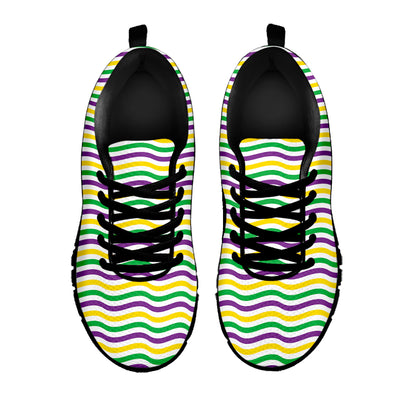 Mardi Gras Wave Pattern Print Black Sneakers