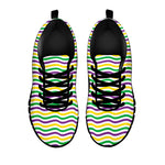Mardi Gras Wave Pattern Print Black Sneakers