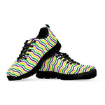 Mardi Gras Wave Pattern Print Black Sneakers