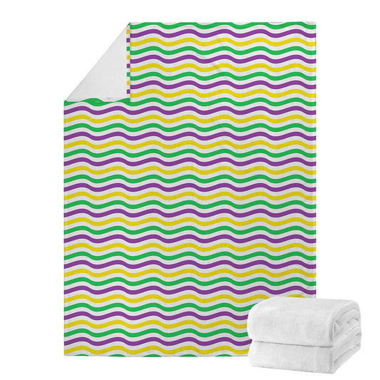 Mardi Gras Wave Pattern Print Blanket