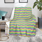 Mardi Gras Wave Pattern Print Blanket