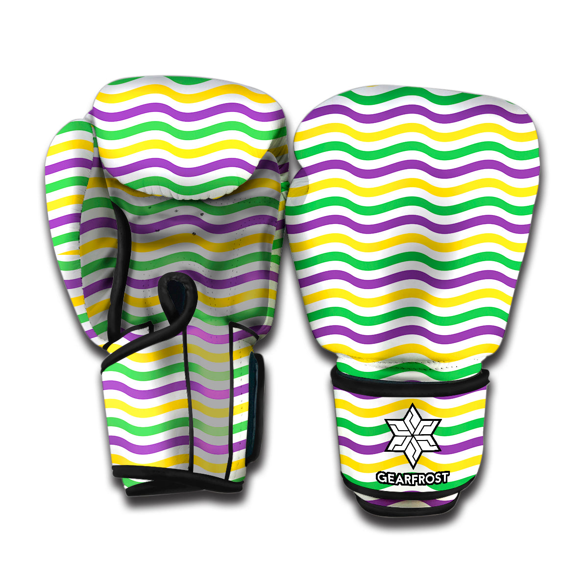 Mardi Gras Wave Pattern Print Boxing Gloves