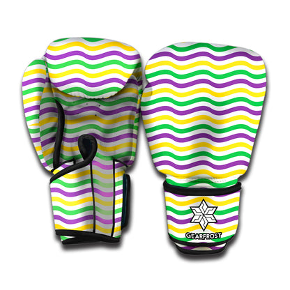 Mardi Gras Wave Pattern Print Boxing Gloves