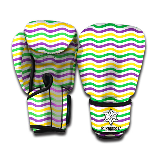 Mardi Gras Wave Pattern Print Boxing Gloves