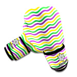 Mardi Gras Wave Pattern Print Boxing Gloves