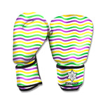Mardi Gras Wave Pattern Print Boxing Gloves