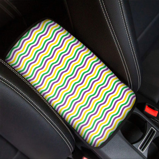 Mardi Gras Wave Pattern Print Car Center Console Cover