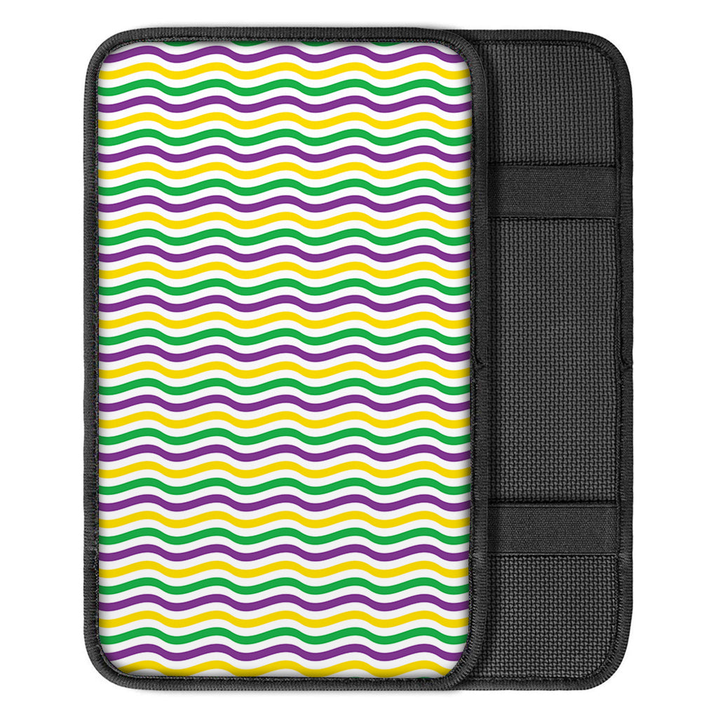 Mardi Gras Wave Pattern Print Car Center Console Cover