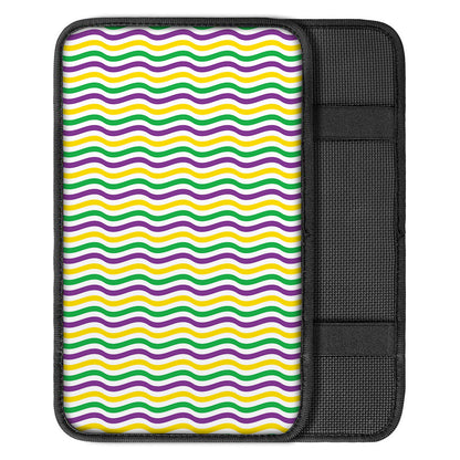 Mardi Gras Wave Pattern Print Car Center Console Cover
