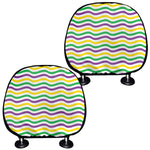 Mardi Gras Wave Pattern Print Car Headrest Covers