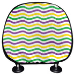 Mardi Gras Wave Pattern Print Car Headrest Covers