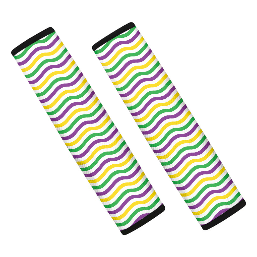 Mardi Gras Wave Pattern Print Car Seat Belt Covers